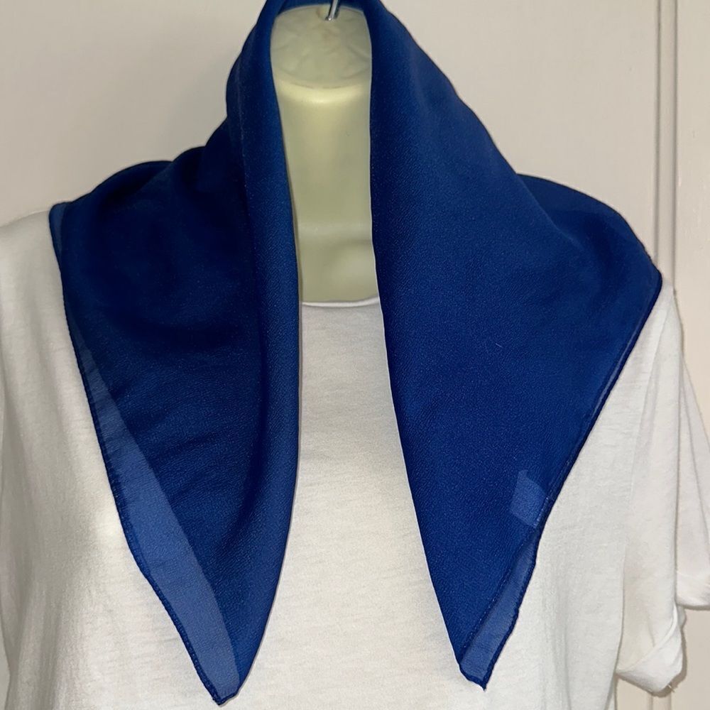 Vintage‎ 60s/70s Durlacher & Co blue nylon chiffon square scarf